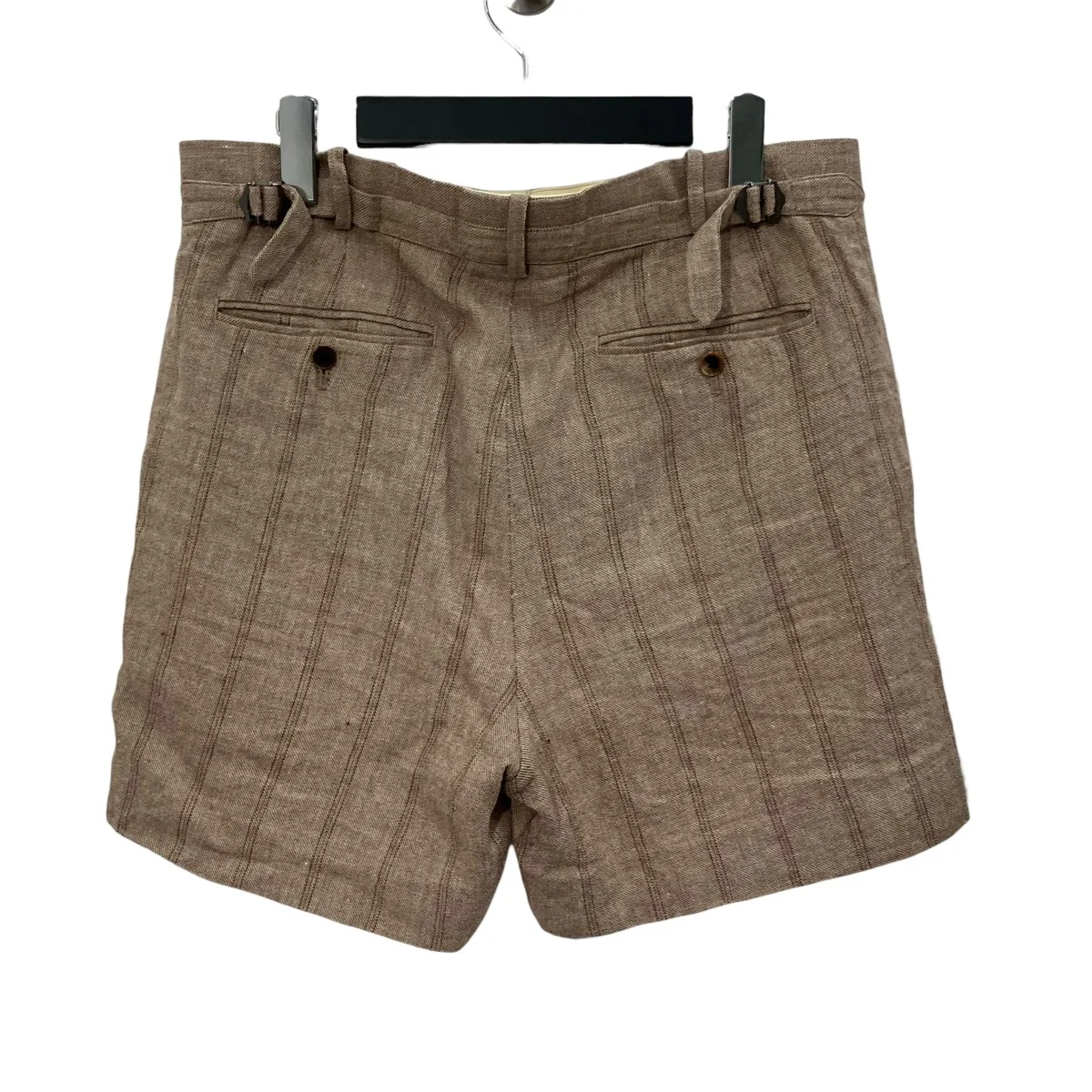 LINEN WOOL SILK SHARK SKIN SHORTストライプハーフパンツA9SP04LW - Image 2