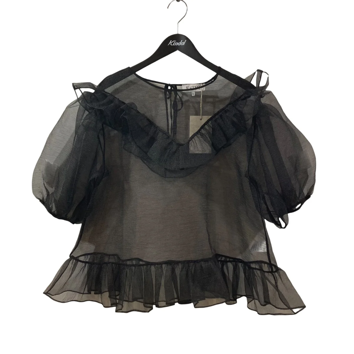Organza Balloon Sleeve Top半袖ブラウス252-3048a