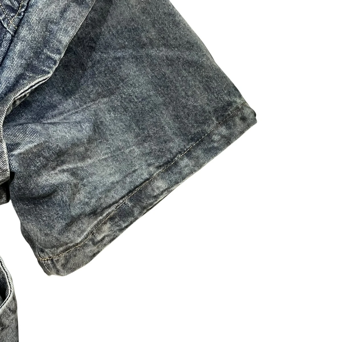 Distressed Denim Short Sleeve Shirtデニムシャツ - Image 4